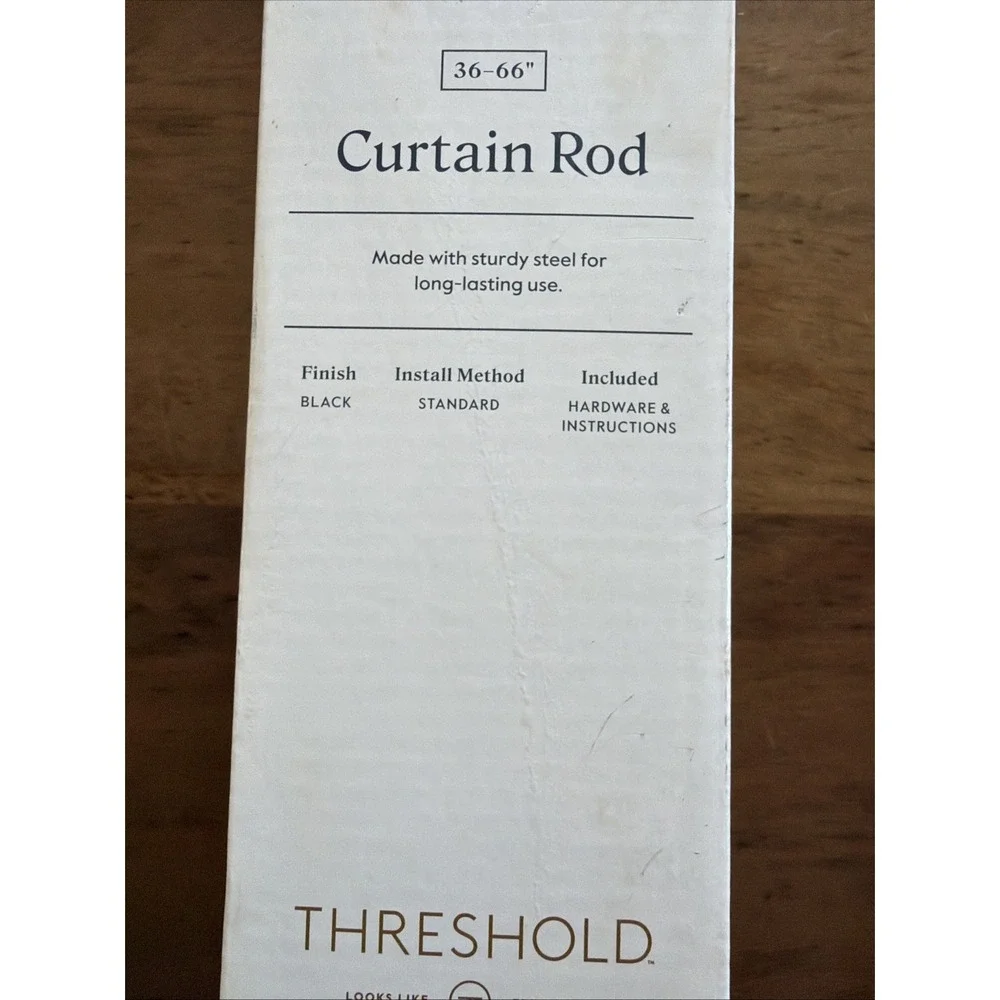 NEW Threshold Brand Steel Curtain Rod Black Finish 36